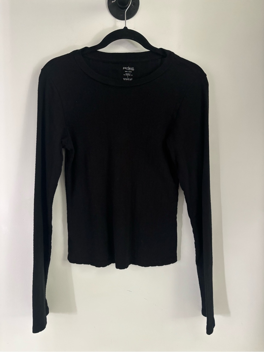 Perfect underneath Long Sleeve Black Ribbed Crewneck Top -